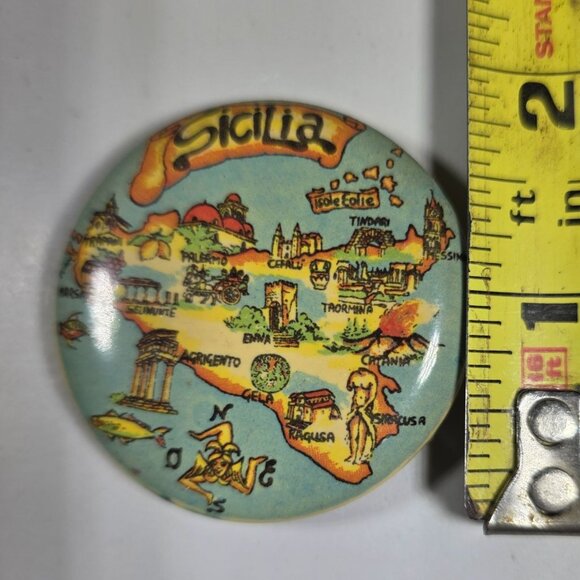 Vtg Sicily Map fridge Magnet Decorative Souvenir Italy vacation blue - Picture 3 of 3